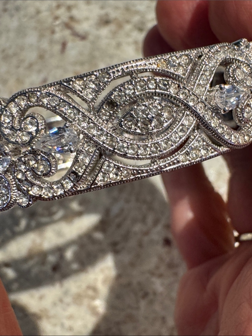 Nadri Vintage Style Victorian Filigree Pave Crystal Hinge Bangle - Picture 11 of 11